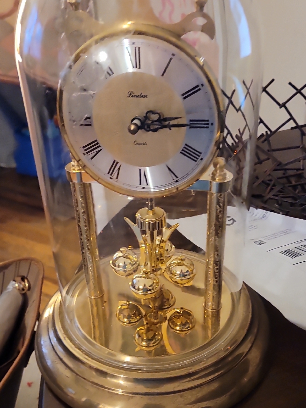 Linden Brass-Style Anniversary Clock in Gold Tone